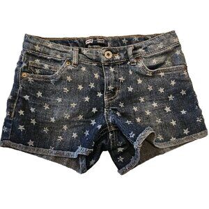 Levis Star Print Shorty Shorts Girls 12 Reg Denim Adjustable Waist Stretch